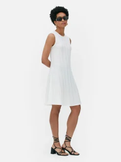 Vestido Mini S/mangas Canelado