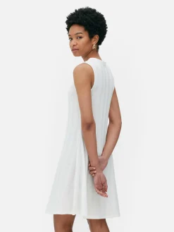 Vestido Mini S/mangas Canelado