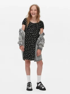 Vestido Tecido Franzido Padrão Floral